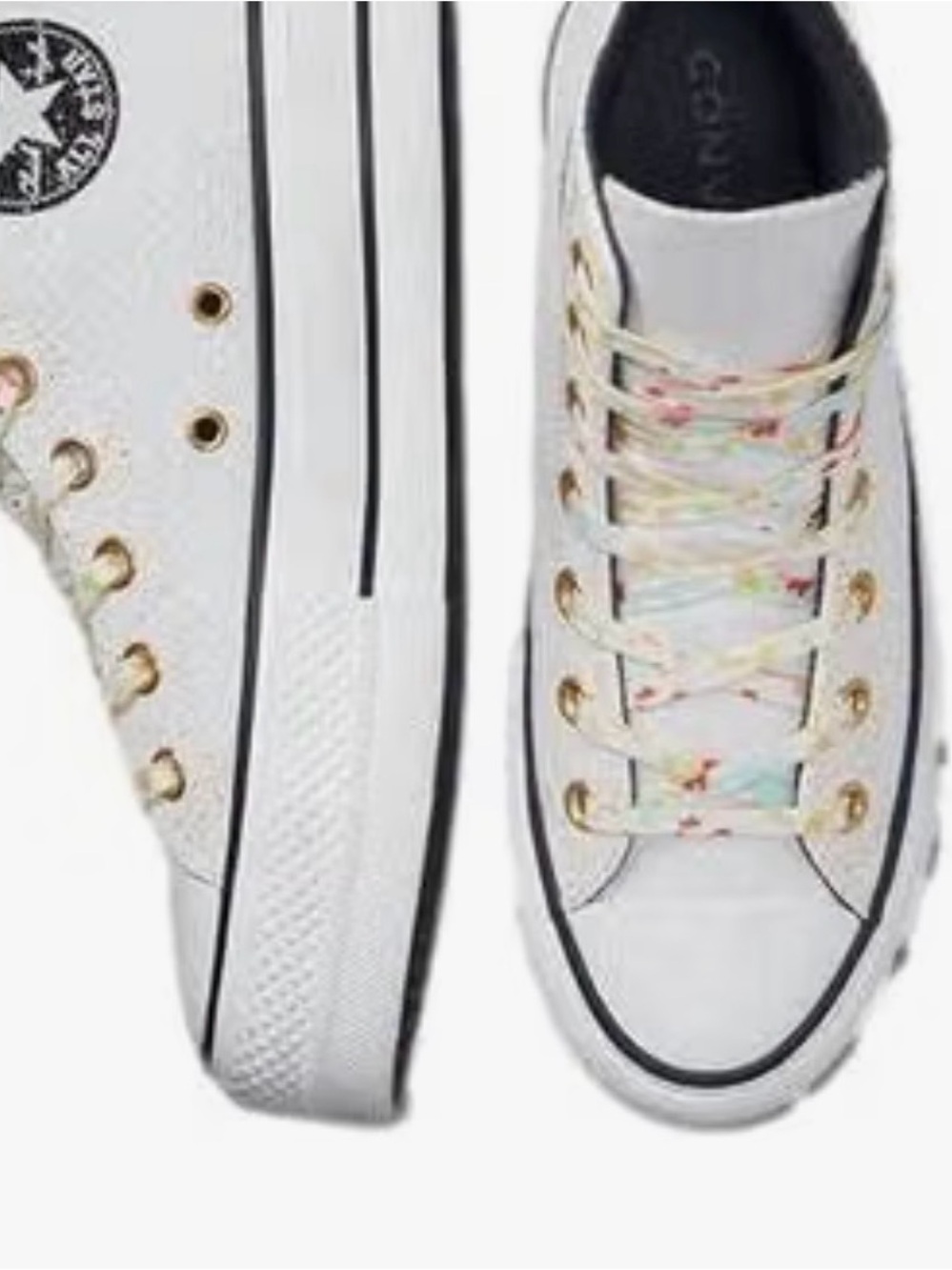 Converse Kids White Canvas Sneakers with Black Tongue and Multi-Color Accents
